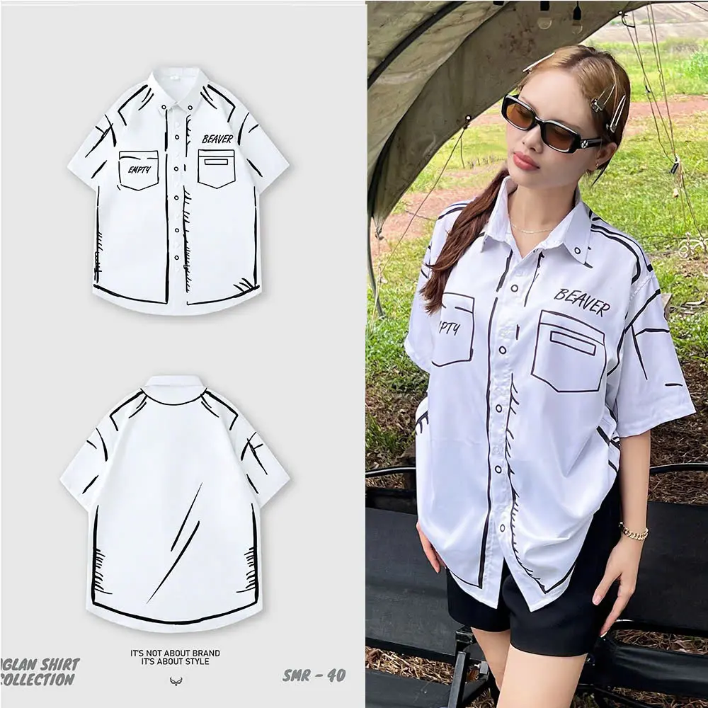 Áo sơ mi phối SMR-40 form rộng unisex thoáng mát danh cho nam nữ trẻ trung năng động
