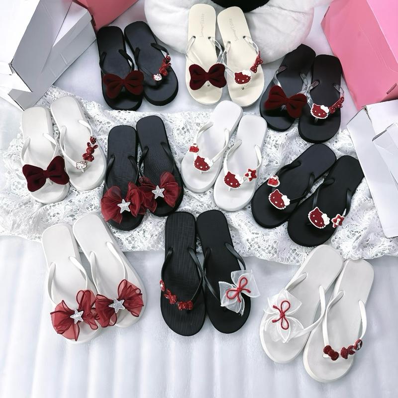  SiMêShop  DÉP NƠ ĐỎ SANG CHẢNH 2025 -DÉP THIẾT KẾ - DÉP NỮ  DéP Có Quai Women dep xinh charm xỏ tông thỏ kẹp deptoong 