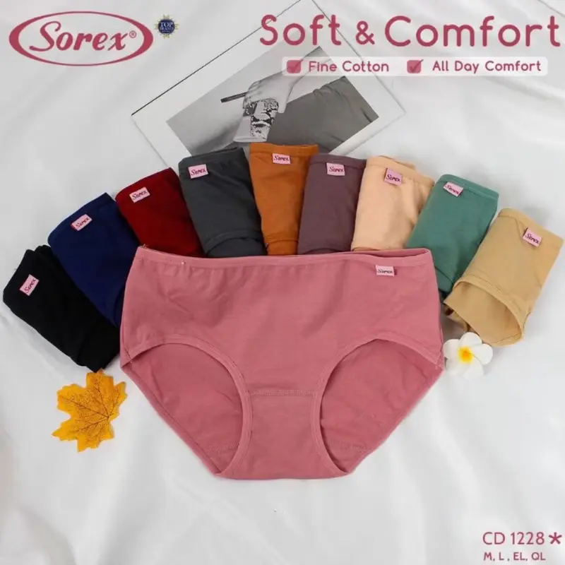 SOREX 3 pcs Celana Dalam Wanita 1228 M| L| EL| QL Soft & Comfort Lembut dan Nyaman Katun Cewek 4