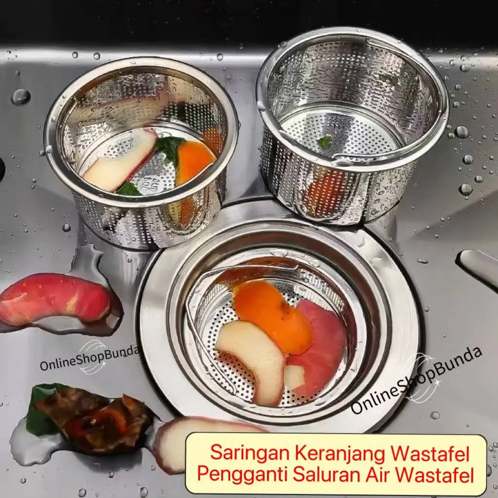 OnlineShopBunda Saringan Wastafel Baja Tahan Karat 7,6 x 6,4 x 4cm untuk Dapur Pengganti Saluran Air Wastafel Kitchenware Anti Penyumbatan - Gambar