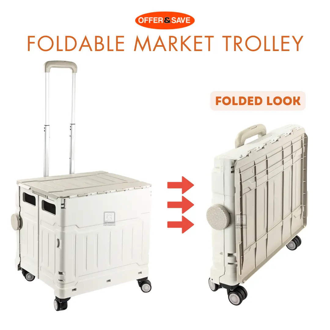 Foldable Trolley / Foldable Shopping Cart / 360 Rotation / Easy Carry Foldable Grocery Trolley