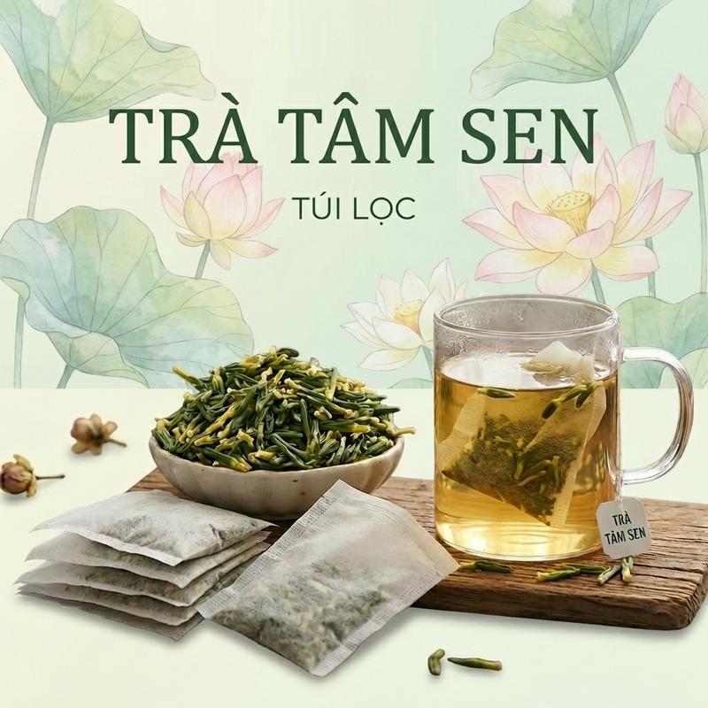 50 Gói Trà Tâm Sen Có Túi Lọc, An Thần Dễ Đi Vào Giấc Ngủ Có Túi Lọc Tiện Dụng