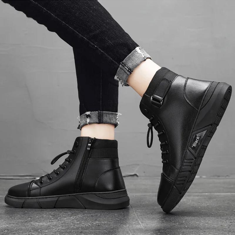 Sepatu Hitam Polos Keren Sepatu Pria Kerja Touring Ride Cowok Keren acara Formal Kasual Anti Slip 5