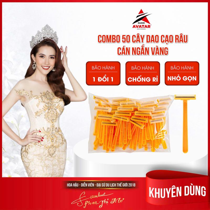 Bịch 50 cây dao cạo râu cán ngắn vàng, 2 lưỡi chuyên Dùng Cho Khách Sạn Resort - Avatar viet nam