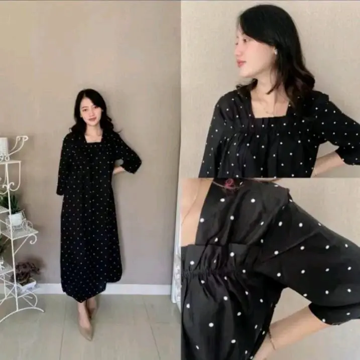Daster / Homedress Motif Polka Dot bahan Katun Rayon Premium 4