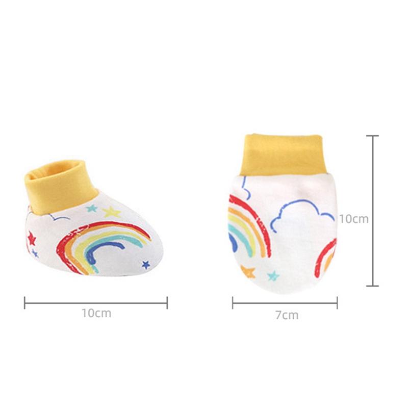 0-6M Baby Fetal Hat Anti-scratch Gloves Foot Cover 3 Pieces Set Newborn Ear Hat 8
