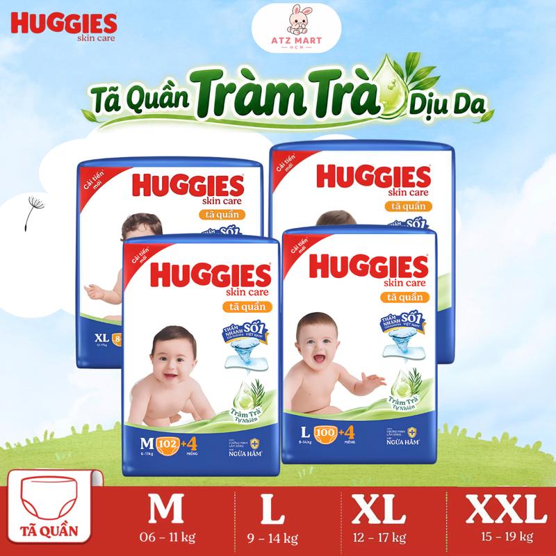 [Link không quà] Bỉm Tã Quần Chính Hãng Huggies Skincare Mega Jumbo Tràm Trà Ngừa Hăm, Thoáng Mát, Dịu Da M/L/XL/XXL