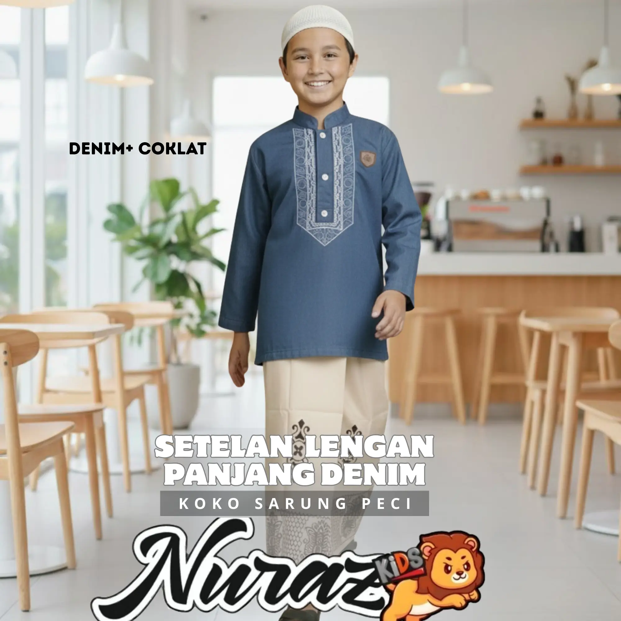 KOKO DENIM + SARUNG COKLAT