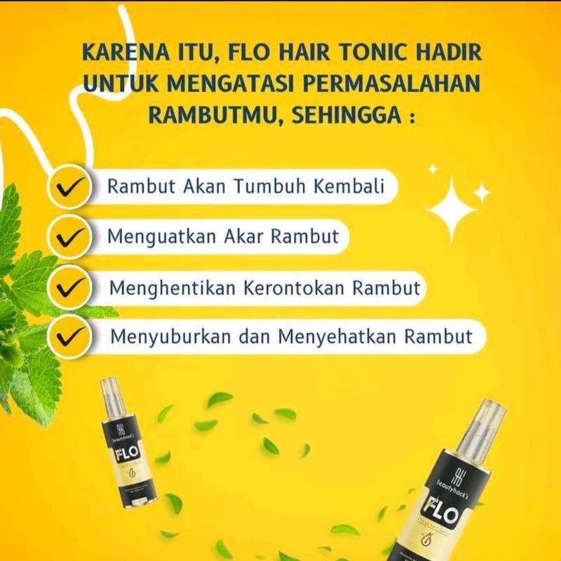 ( ASLI )!!! FLO Penumbuh Rambut Botak I Merangsang Pertumbuhan Rambut I FLO Hair Tonic 60ml Minyak Rontom Vitamin Perawatan Ketombe Rontok Shampoo 5