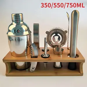 Stainless Steel cocktail shaker set cocktail accessories Wooden case