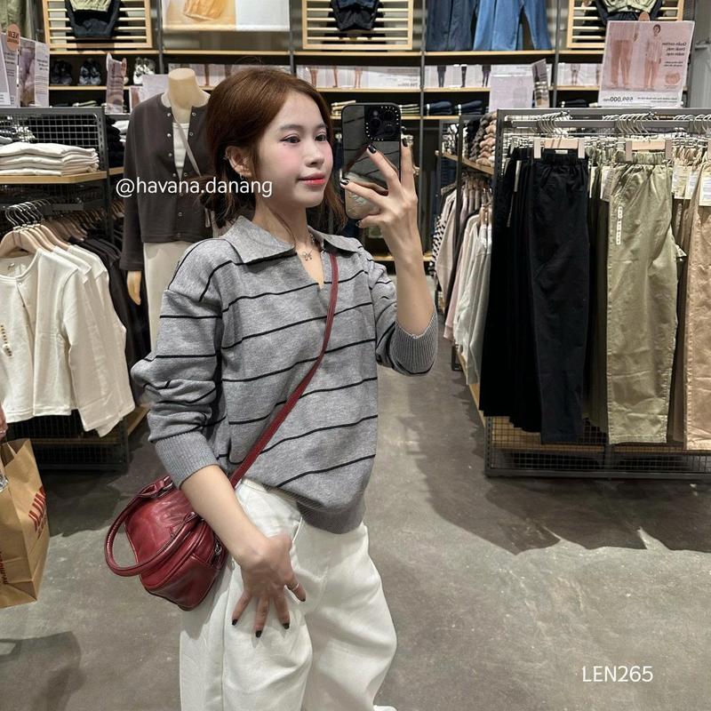   HAVANA  Áo len MIRO Sọc Basic phối cổ polo LEN265 