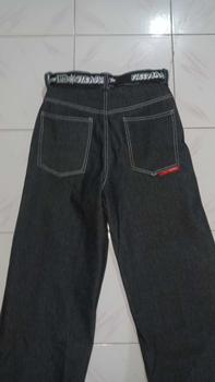 Product Review of Flame Everyday Celana Denim Y2K Baggy Wideleg Gombrong Raw Denim 13oz Hitam Jeans Panjang from b**e 0