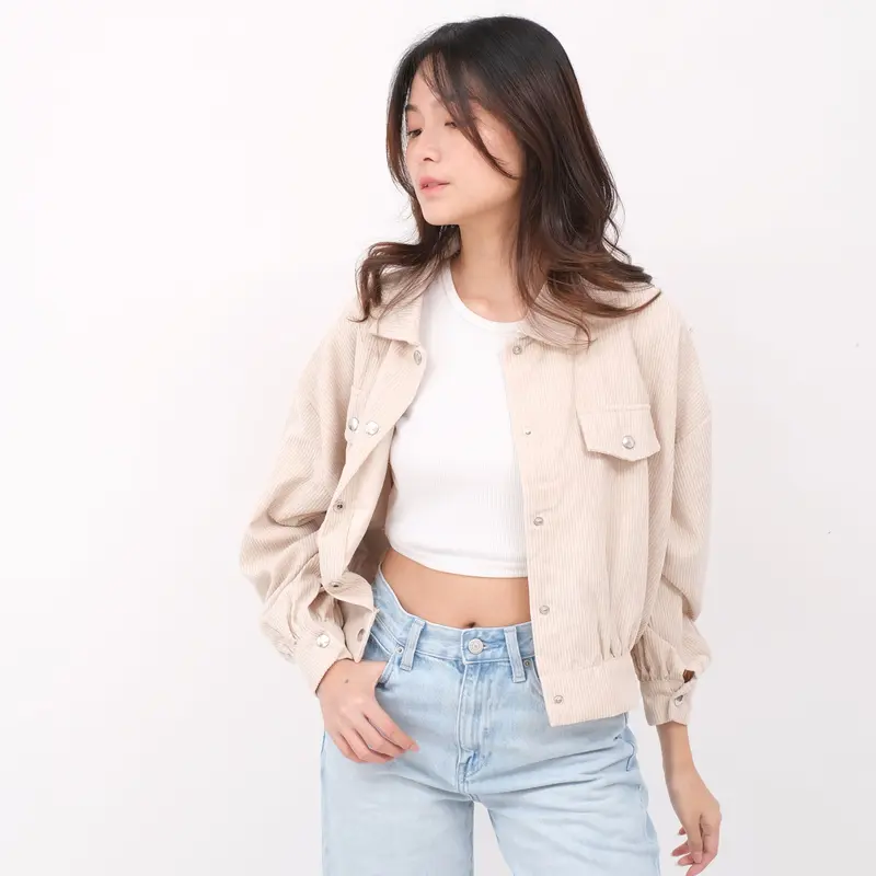 MSDXeveryone - Audrey Jacket Corduroy MK36 -outer wanita crop style korea kekinian lengan panjang / Jaket Kancing Keren Nyaman Santai 5