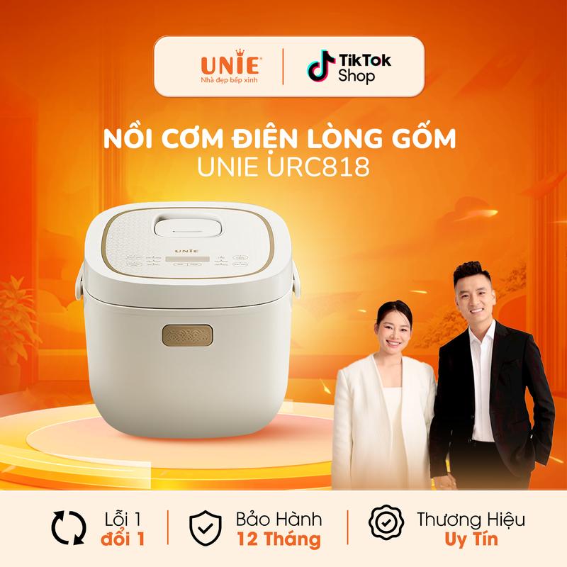 [ TẠO CƠM CHÁY 1.8L] Nồi Cơm Điện Lòng Gốm UNIE Chống Dính Tự Thân, Dung Tích 1,8L, 6 Chức Năng Nấu, Giữ Ấm 3D, Hẹn giờ 24 Tiếng _ URC818P