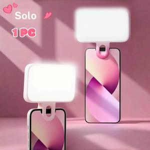 Luz LED portátil con clip, tres niveles de brillo ajustables, carga rápida tipo C, universal para teléfono, computadora y cámara
