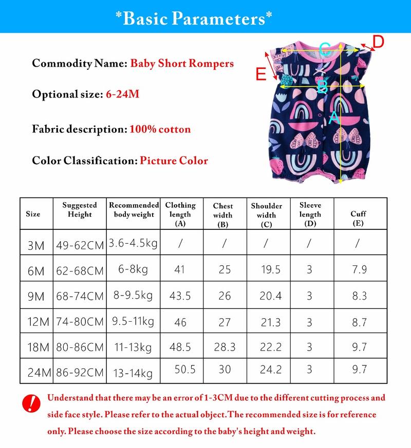 Product Introduction of Bayi Perempuan Romper Katun Lengan Pendek Kancing Bayi Bodysuit Pakaian Anak-Anak Musim Panas 0