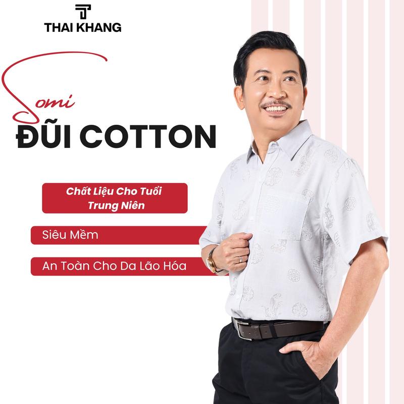  Áo Sơ Mi Nam Trung Niên Thái Khang Vải Xô Đũi Mềm Mát Họa Tiết In Chìm ATK28 Menswear 