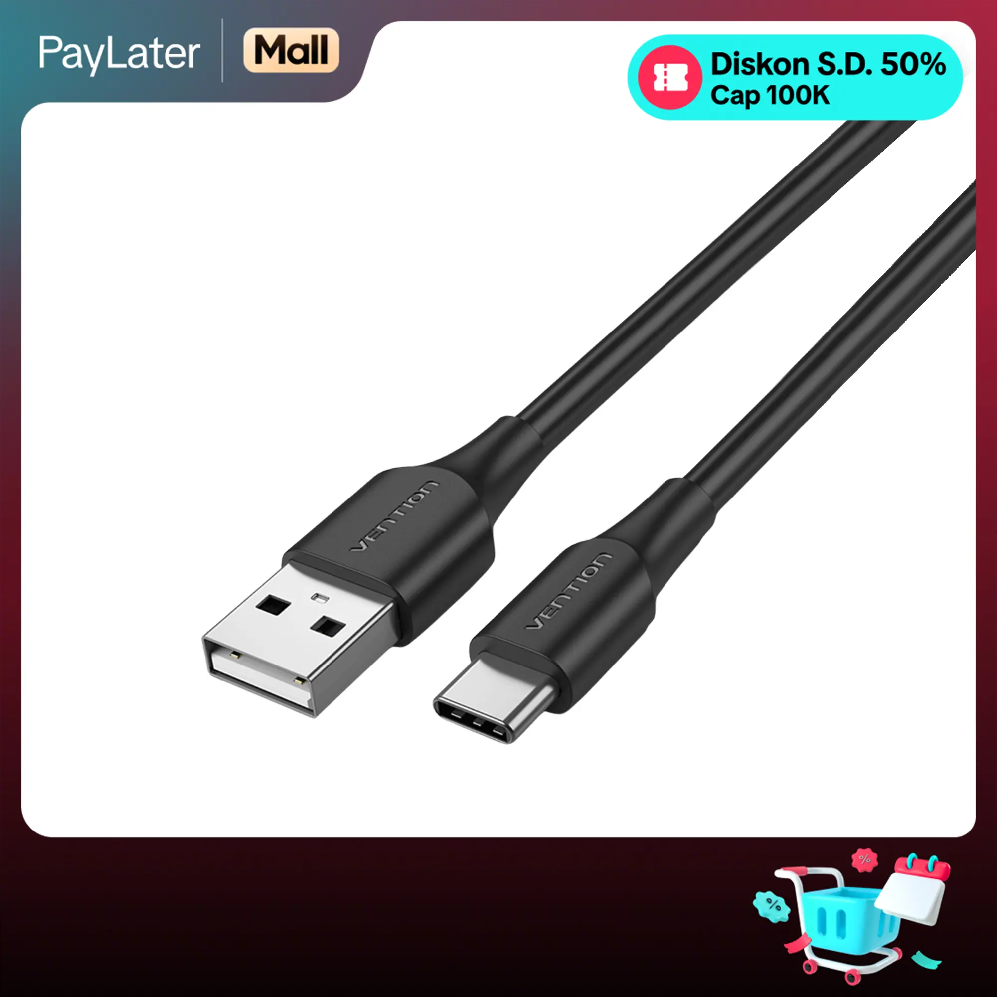 Vention Kabel Data Usb Type-C Fast Charging Quick Charge Android