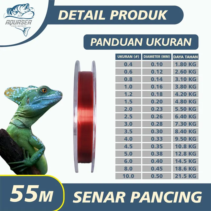 Aquasea - Senar Pancing Warna Merah Nilon Garis Fishing Line Memancing Garis Sub Utama Senar Pancing Ikan Line Fishing Speckle Bunglon Senar Pancing Nilon Senar Titik Tak Terlihat Garis Invisible Line Nylon 1