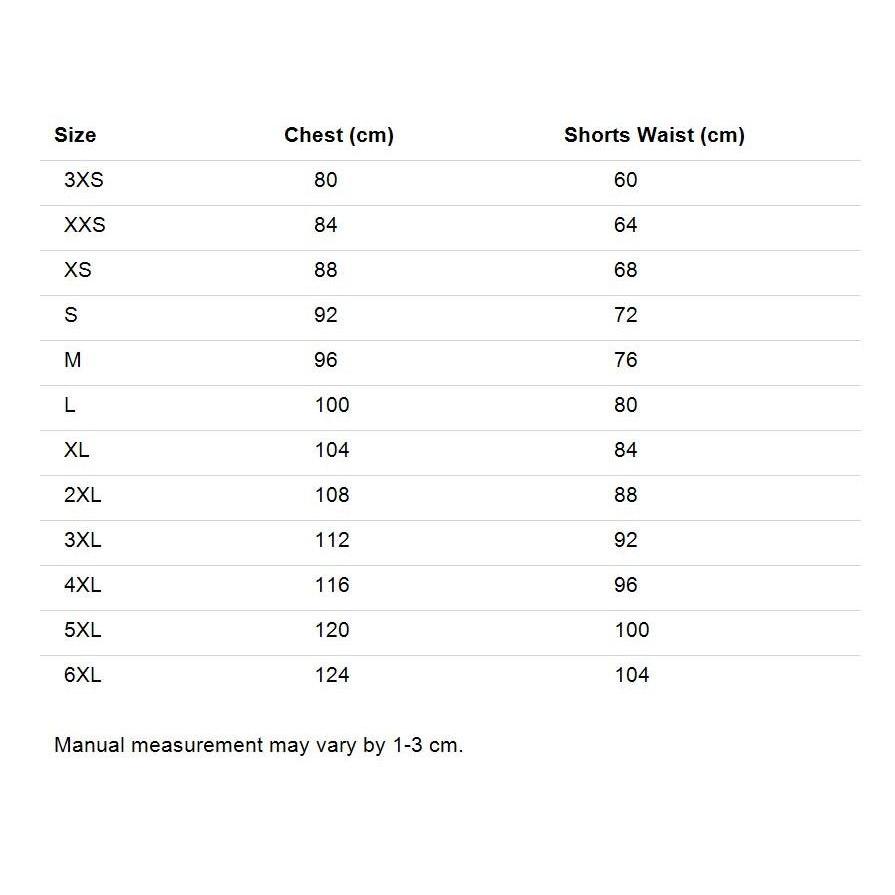 GL001 size chart