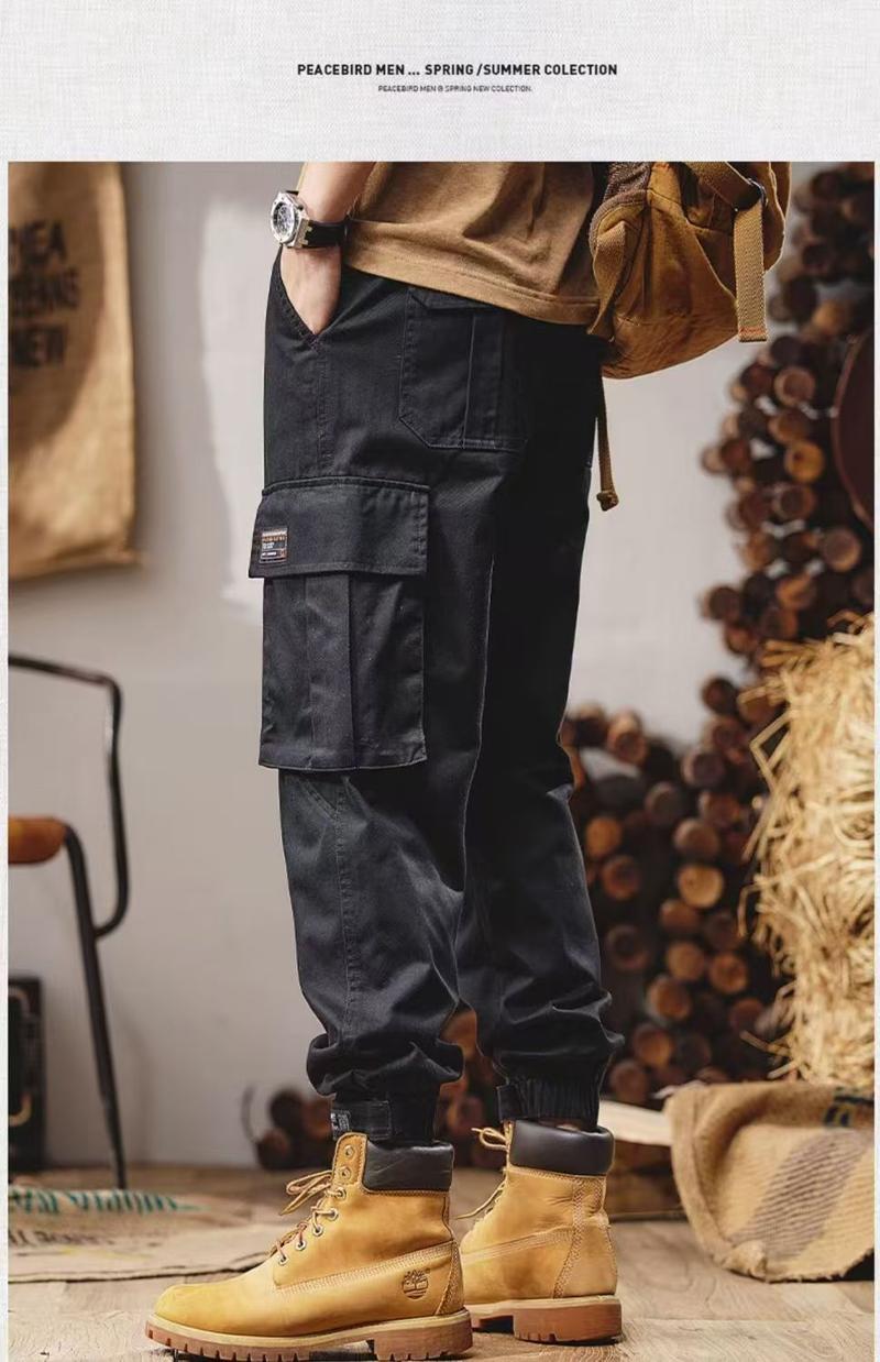 Product Introduction of Men's ankle binding cargo pants Men's retro outdoor paratrooper pants Men's American loose casual pants Men's trendy brand fashionable cargo pants 8