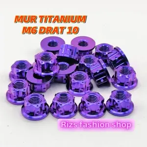 MUR BOLONG BOLT NUT OPEN TITANIUM DRAT 8 10 12 14 17 19 HARGA SATUAN