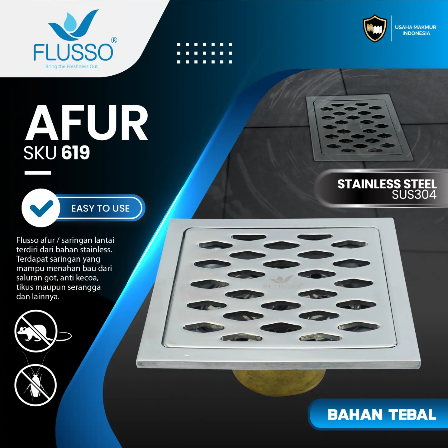 Vincitory Afur Lantai Saringan Got Stainless Katub Kuningan Anti Serangga Anti Bau - Afur Lantai Stainless