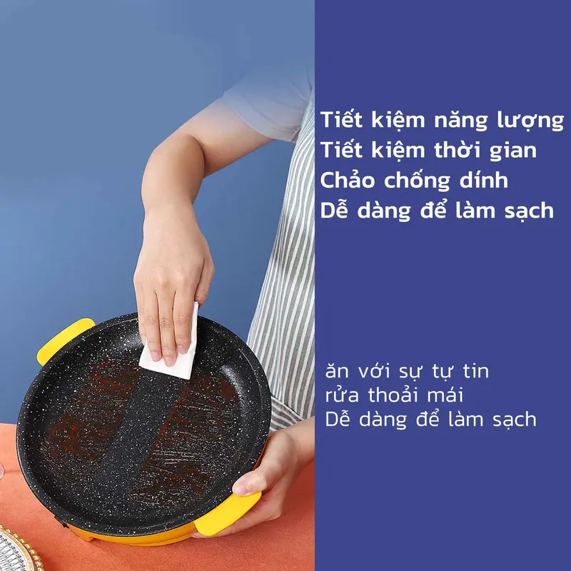 Nồi Chiên Điện, Kadonio, 22cm, Chống Dính, Làm Bằng Thép Không Gỉ, Có Máy Sưởi, Nấu Ăn Bếp Điện Nướng Điện Bếp Nướng Không Khói Nướng Thịt 5