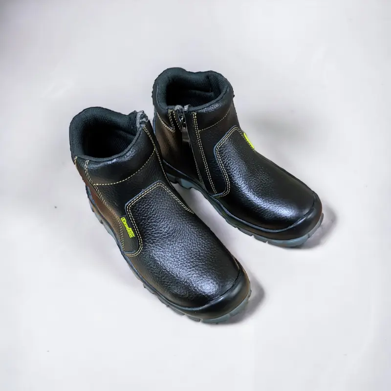 KINGRINS Sepatu safety kerja ujung besi kulit asli tahan panas anti slip / sepatu kerja welder proyek kontruksi Riri RD 5