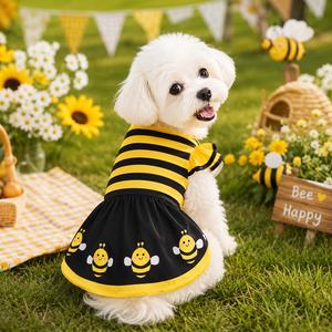 Vestido de abeja lindo para perro, disfraces de abeja para mascotas, rayas amarillas de abeja bombilla de dibujos animados para perro gato cachorro mascota ropa para fiesta Halloween