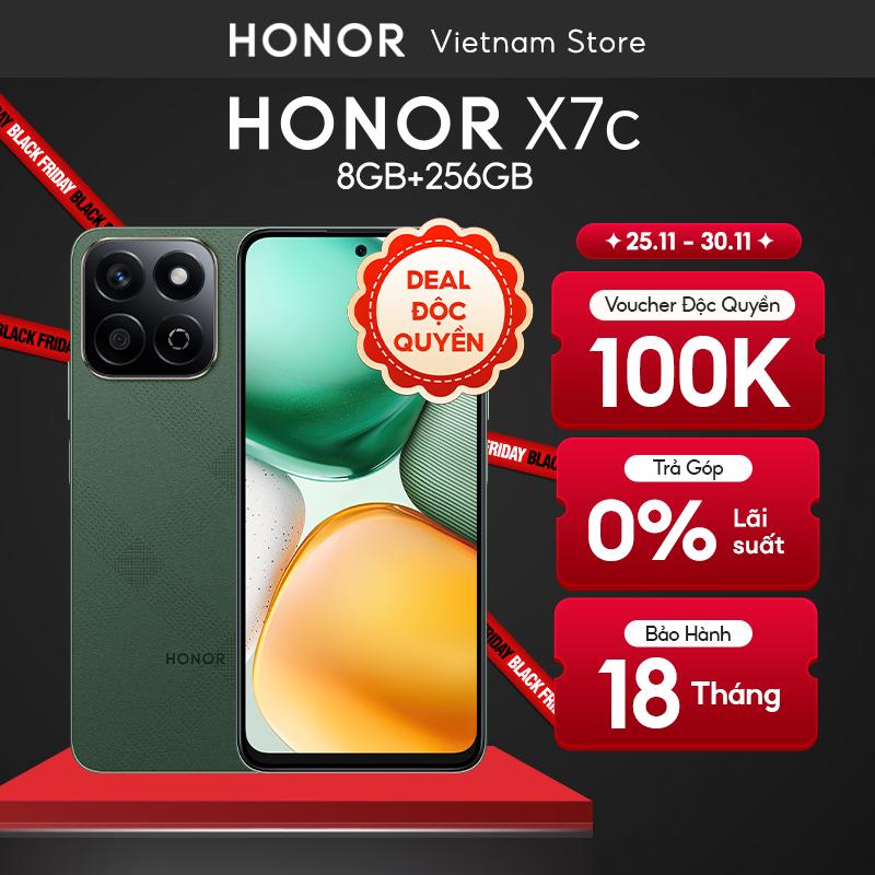 Điện thoại di động thông minh Honor X7c 16 8+8 GB + 256GB | Pin 6000mAh sạc nhanh 35W | Camera 108MP | Chip Snapdragon 685| Loa kép | Kháng nước IP64 | BH 13 Tháng Hàng chính hãng