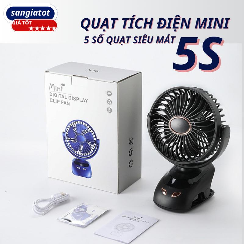  Quạt Tích Điện Mini Đa Năng Có Đèn Ngủ Quạt 5 công xuất pin dùng 24h 