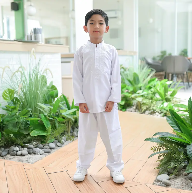 Setelan Baju Koko Anak Putih Bersih lengan panjang Bahan Katun Micro Premium Muslim 0