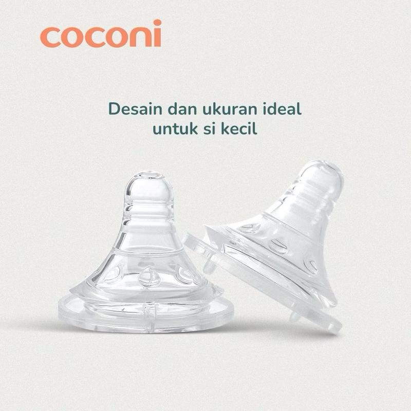 COCONI Wide Neck Baby Bottle Nipple Teat Replacement 2 Pcs | Dot Botol Susu Bayi Wide Neck 3