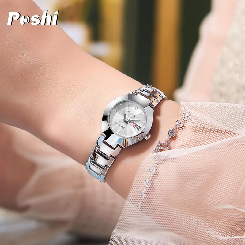 Đồng Hồ Nữ Thạch Anh Relo Đa Năng Cho, Thời Trang Sang Trọng, Thương Hiệu POSHI, Không Thấm Nước, Mặt Số Nhỏ, Vàng, Hoàn Toàn Bằng Thép, Thường Ngày, Đồng Hồ Đeo Tay, Quà Tặng Giáng Sinh 5