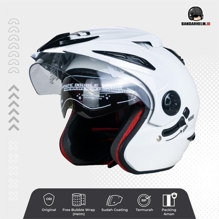 Gambar Helm RN Double Visor Putih mirip Ink t1 dari PUSAT SAUNA SUIT Kota Bandung Tokopedia