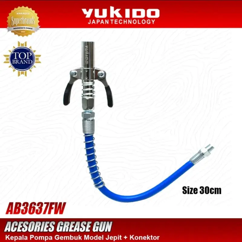 Kepala Pompa Gemuk model Jepit + Konektor selang Grease Gun Original YUKIDO Japan Technology Bergaransi Resmi 2