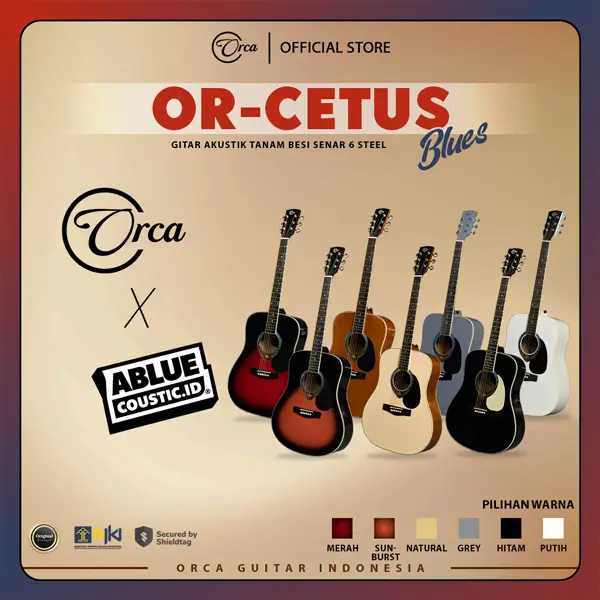 ORCA Gitar Akustik Tanam Besi ( OR - CETUS Blues ) Senar 6 Steel