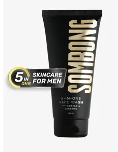 SOMBONG Sabun Pembersih Wajah Pria 5-in-1 Kopi & Ginseng 100 ML untuk Perawatan Kulit Sehari-hari