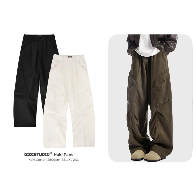 [GIDISTUDIO]_Quần kaki HAKI Pocket Túi Hộp phối Cá Tính Phong Cách Nam Nữ Unisex - quần jogger kaki vải dày dặn, đứng form GIDI