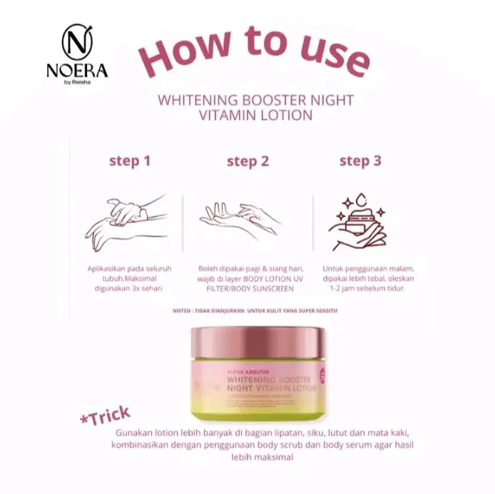 NOERA ALFA ARBUTIN WHITENING BOOSTER  Perawatan Tubuh untuk mencerah kan kulit agar tetap sehat dan lembut 2