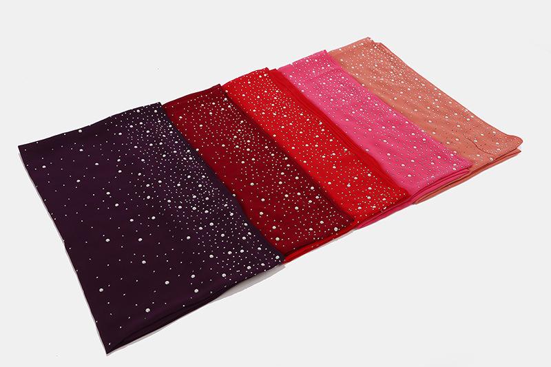 Malaysia Indonesia Pearl Chiffon material Baotou scarf rhinestone porcelain decorative fashion headscarf_voghion.com