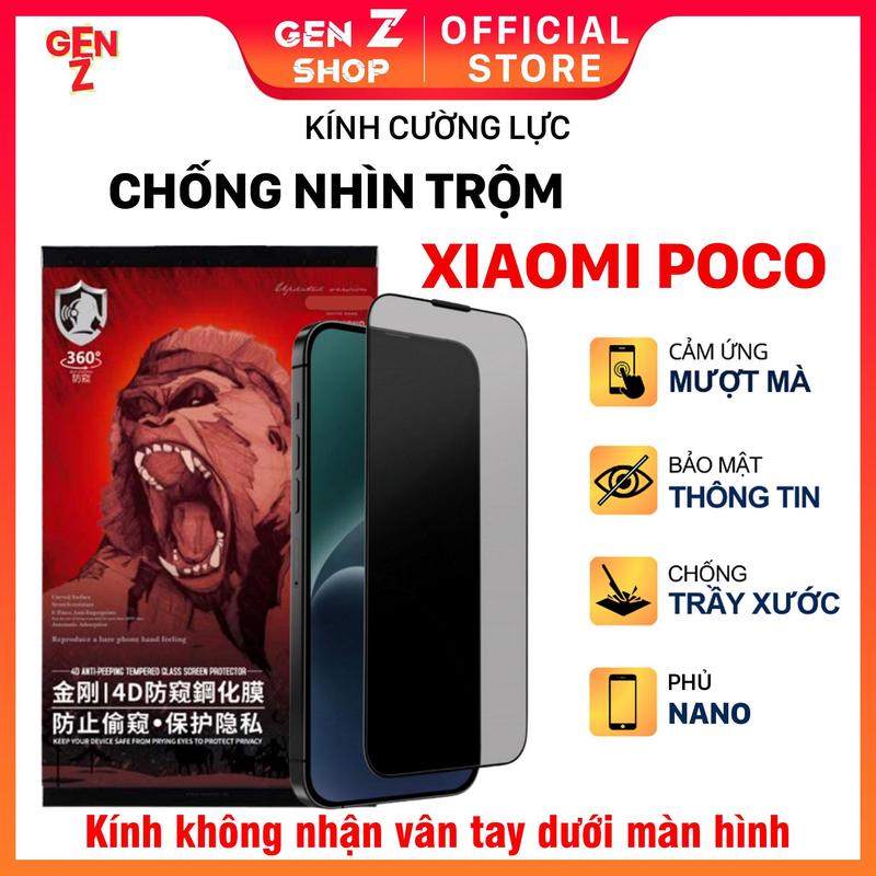 Ko NHẬN VÂN TAY Chống nhìn trộm cho Xiaomi Poco M7 M6 M5 M4 M3 M2 Pro Plus 4G 5G Kính cường lực dán màn hình Phụ Kiện