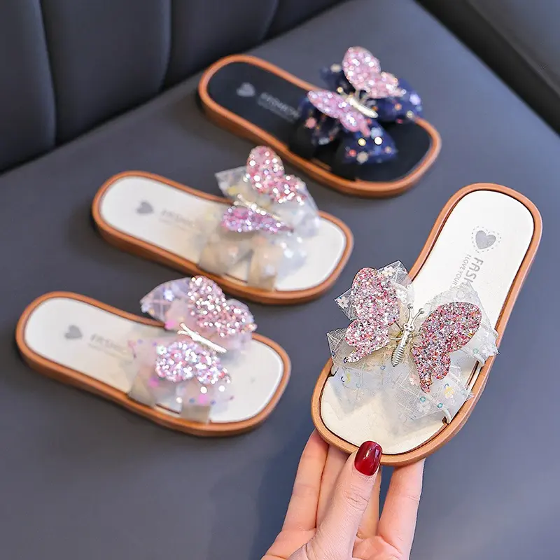 NEW SANDAL SLOP ANAK PEREMPUAN MOTIF KUPU KUPU / SENDAL SELOP ANAK CEWEK / SANDAL FLAT CASUAL ANAK PEREMPUAN KEKINIAN