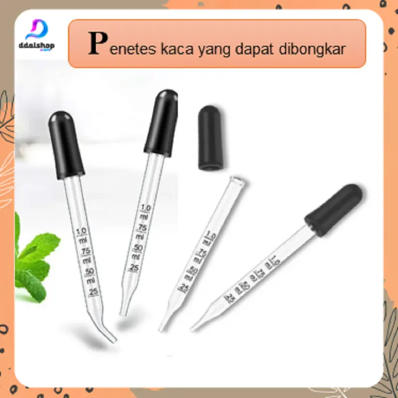Pipet Kaca Tetes Minyak Essensial Aroma Terapi  Parfum Percobaan Sains 1ml 0