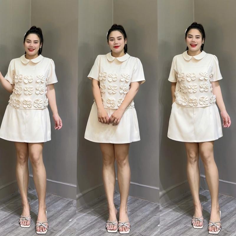 ( Mới Về ) Set HoT Hit Hoa Nổi Cao Cấp  Đính Hoa Siêu Hot Mix Chân Váy A Bigsize 55-95kg Cho Nữ Đi Chơi
