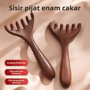 Sisir tanduk rusa, sisir pijat enam cakar serbaguna untuk pijat mata, kepala, kulit kepala, menyisir meridian, terapi rambut, mengikis, dan membuka sumbatan.