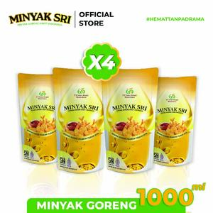 Minyak Goreng SRI Refill 1 Liter Original - Hemat Bundling isi 4 pcs