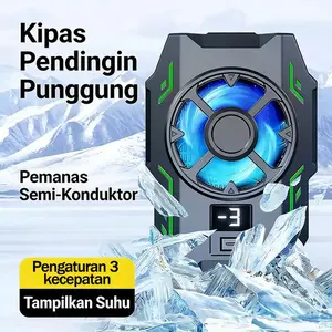 Funcooler s26 Mobile Phone Radiator Gaming Cooler Kipas Pendingin Punggung Pemanas Semi-Konduktor Pengaturan 3 Kecepatan Tampilkan Suhu Mobile Phone Radiator Gaming Cooler