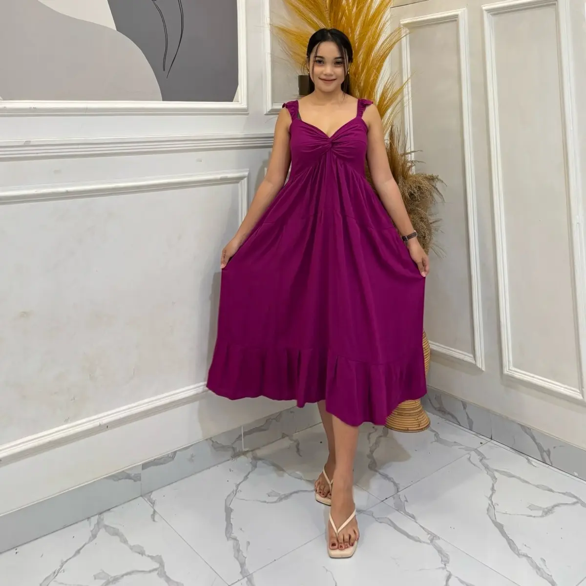 MIDI DRESS JENNY RAYON TWILL PREMIUM CASUAL